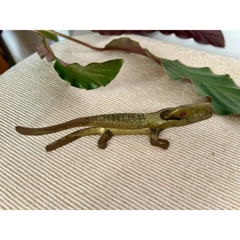 Vintage Brass Alligator Novelty Nut Cracker, 6
